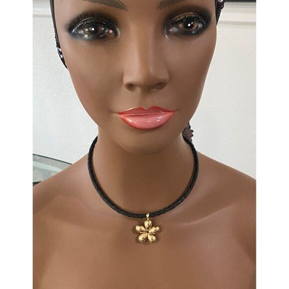 14k Flower Corded Necklace - Picture 8 of 8